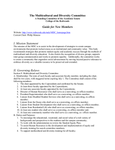 The Multicultural and Diversity Committee Guide for New Members I. Mission Statement