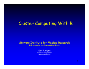 Cluster Computing With R Stowers Institute for Medical Research R/Bioconductor Discussion Group