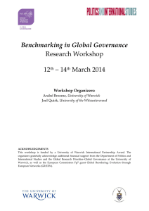 Benchmarking in Global Governance Research Workshop 12 – 14