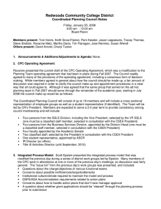 Redwoods Community College District Coordinated Planning Council Notes