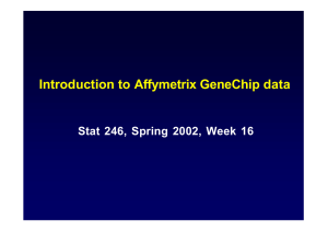 Introduction to Affymetrix GeneChip data Stat 246, Spring 2002, Week 16