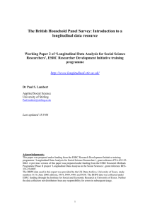 The British Household Panel Survey: Introduction to a longitudinal data resource