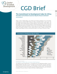 CGD Brief The Commitment to Development Index for Africa David Roodman