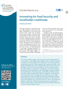 Innovating for Food Security and Smallholder Livelihoods CGD Brief March 2013