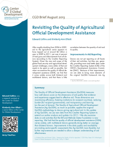Revisiting the Quality of Agricultural Official Development Assistance CGD Brief August 2013
