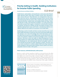 CGD Brief Priority-Setting in Health:  Building Institutions for Smarter Public Spending