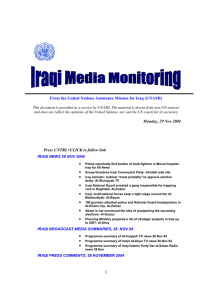 From the United Nations Assistance Mission for Iraq (UNAMI)