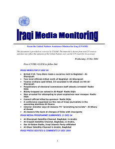 From the United Nations Assistance Mission for Iraq (UNAMI)