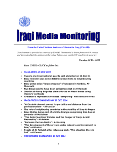 From the United Nations Assistance Mission for Iraq (UNAMI)