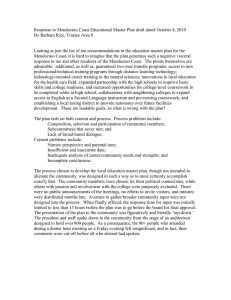 Response to Mendocino Coast Educational Master Plan draft dated October... By Barbara Rice, Trustee Area 8