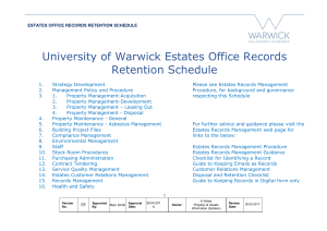 University of Warwick Estates Office Records Retention Schedule