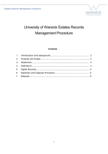 University of Warwick Estates Records Management Procedure