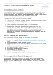 Records Management Guidance University of Warwick Estates Records Management Guidance