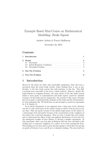 Example Based Mini-Course on Mathematical Modelling: Brake Squeal Contents