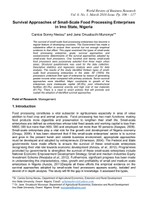 Survival Approaches of Small-Scale Food Processing Enterprises in Imo State, Nigeria