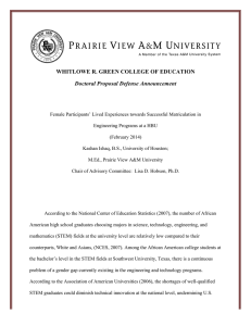 WHITLOWE R. GREEN COLLEGE OF EDUCATION Doctoral Proposal Defense Announcement