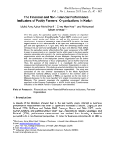The Financial and Non-Financial Performance Farmers’ Organizations in Kedah Indicators of Paddy