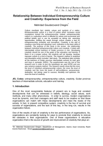 Relationship Between Individual Entrepreneurship Culture and Creativity: Experience from the Field