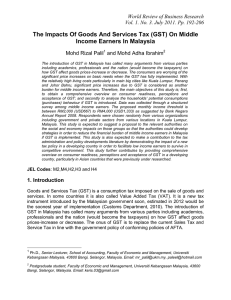 The Impacts Of Goods And Services Tax (GST) On Middle