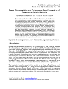 Board Characteristics and Performance from Perspective of Governance Code in Malaysia