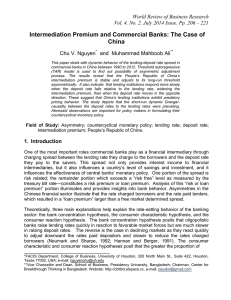 Intermediation Premium and Commercial Banks: The Case of China