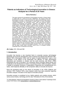 Patents as Indicators of Technological Innovation in Greece: