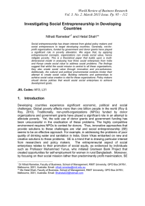 Investigating Social Entrepreneurship in Developing Countries World Review of Business Research