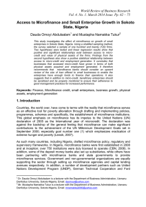 Access to Microfinance and Small Enterprise Growth in Sokoto State, Nigeria