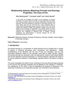 Relationship between Matching Principle and Earnings Properties- The Case of Iran
