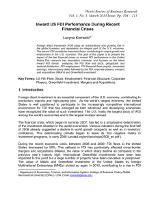 Inward US FDI Performance During Recent Financial Crises