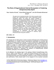 The Role of Organisational Internal Ecosystem in Fostering Intrapreneurship Spirit