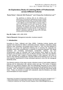 An Exploratory Study of Listening Skills of Professionals across Different Cultures