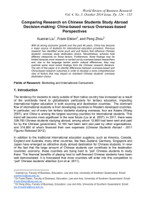 Comparing Research on Chinese Students Study Abroad Decision-making: China-based versus Overseas-based