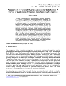 Assessment of Factors Influencing Consumer Satisfaction: A