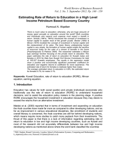 Estimating Rate of Return to Education in a High Level