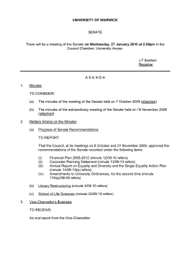 UNIVERSITY OF WARWICK SENATE on Wednesday, 27 January 2010 at 2.00pm