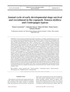 Annual cycle of early developmental stage survival and Temora stylifera