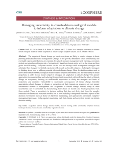 Managing uncertainty in climate-driven ecological models SYNTHESIS &amp; INTEGRATION J