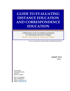 GUIDE TO EVALUATING DISTANCE EDUCATION AND CORRESPONDENCE EDUCATION