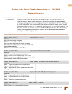 Student Equity Annual Planning Actions Progress | 2012-2014 Executive Summary