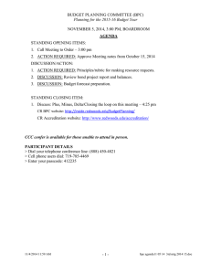 BUDGET PLANNING COMMITTEE (BPC) NOVEMBER 5, 2014, 3:00 PM, BOARDROOM