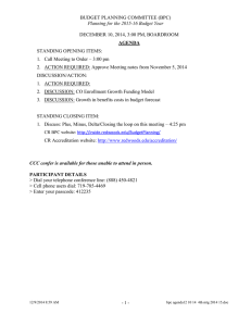 BUDGET PLANNING COMMITTEE (BPC) DECEMBER 10, 2014, 3:00 PM, BOARDROOM
