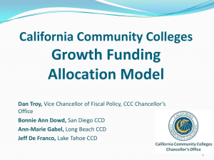 Growth Funding Allocation Model California Community Colleges
