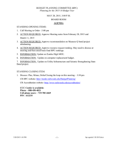 BUDGET PLANNING COMMITTEE (BPC) MAY 20, 2015, 3:00 P.M. BOARD ROOM