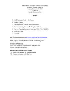 BUDGET PLANNING COMMITTEE (BPC) SPECIAL WORK SESSION Sunday, February 26, 2012 12:00 p.m.