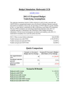 Budget Simulation: Redwoods CCD 2012-13 Proposed Budget Underlying Assumptions