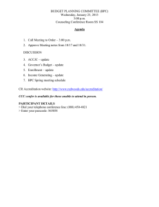 BUDGET PLANNING COMMITTEE (BPC) Wednesday, January 23, 2013 3:00 p.m.