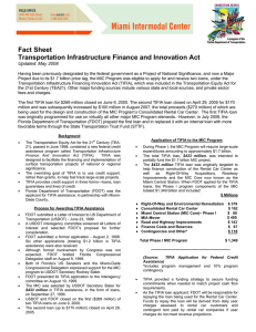Fact Sheet Transportation Infrastructure Finance and Innovation Act  Updated: May 2008