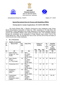 ( Advertisement Notice No. 01/2015       ... PRASAR BHARATI