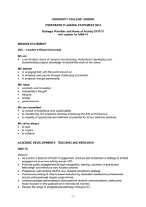 UNIVERSITY COLLEGE LONDON CORPORATE PLANNING STATEMENT 2010